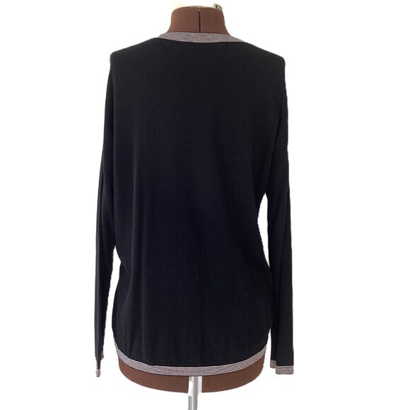 MaxMara Black Wool Cardigan with Silk Floral Front - Picture 4 of 6